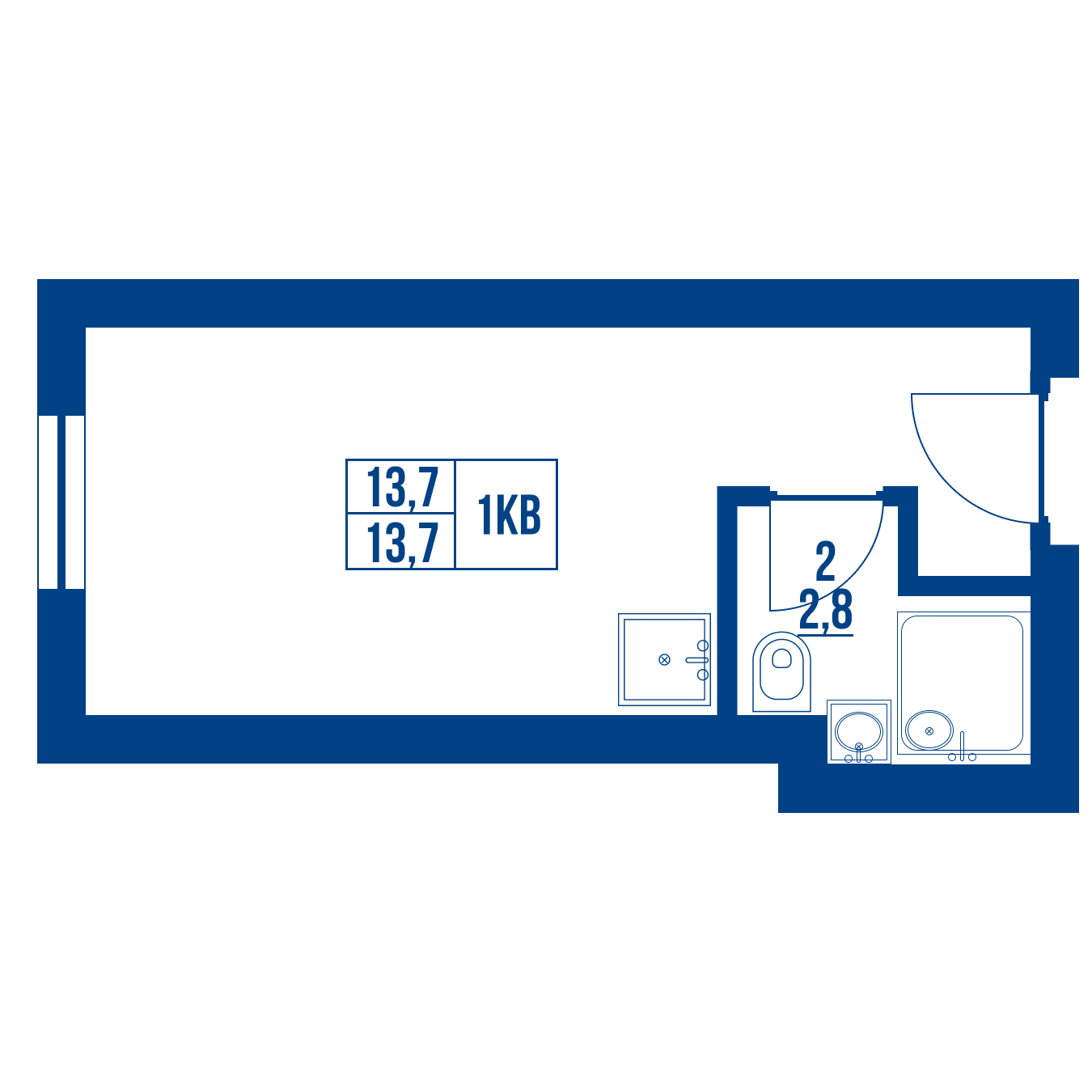 Студия 16.5 м²