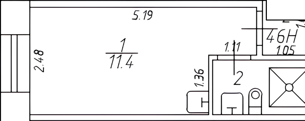 Студия 14.2 м²