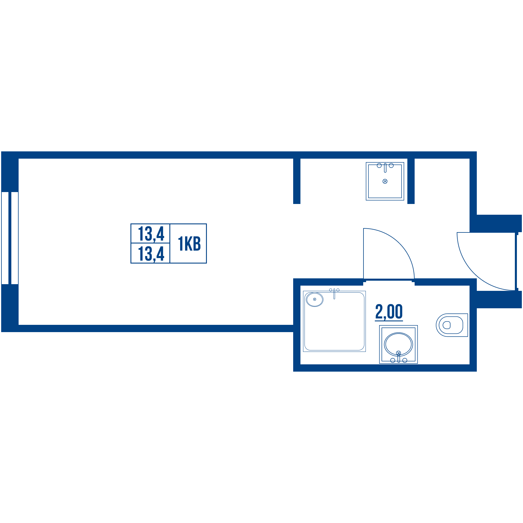 Студия 16.1 м²