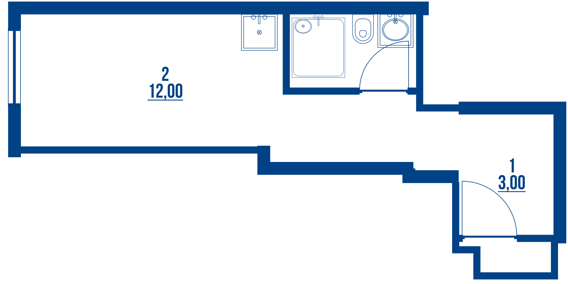Студия 17.6 м²