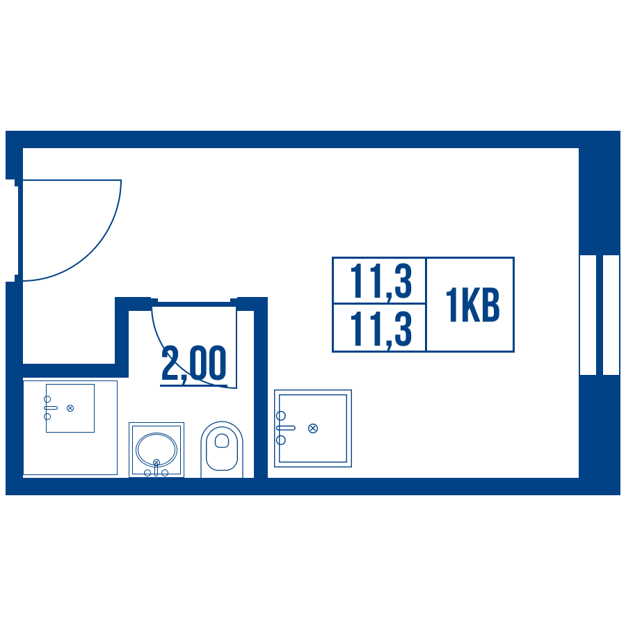 Студия 13.6 м²