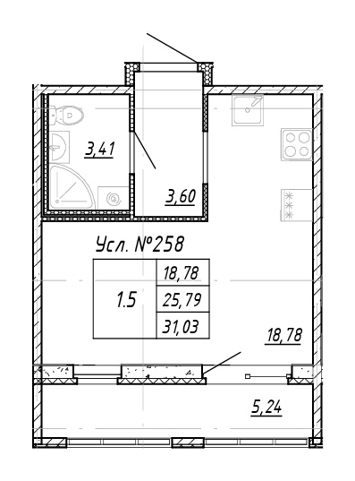 Студия 28.41 м²