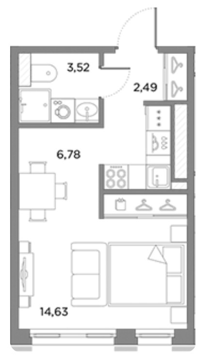 Студия 27.42 м²