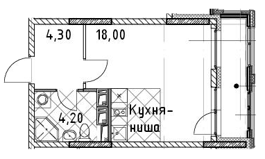 Студия 28.4 м²