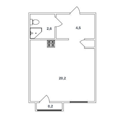 Студия 27.5 м²