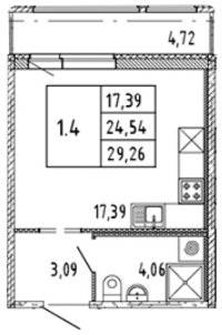 Студия 29.26 м²
