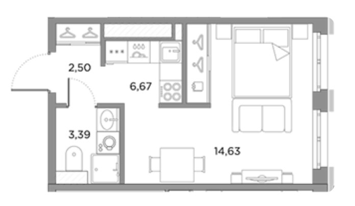 Студия 27.19 м²