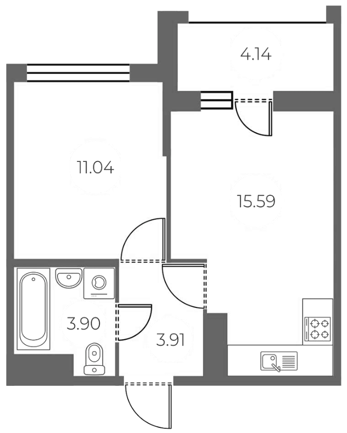 1-комнатная 36.51 м²