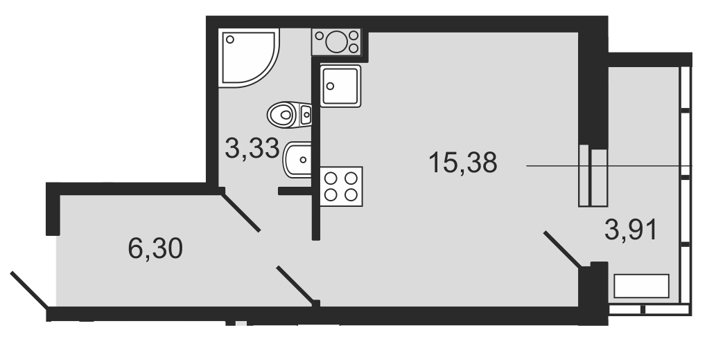Студия 26.18 м²