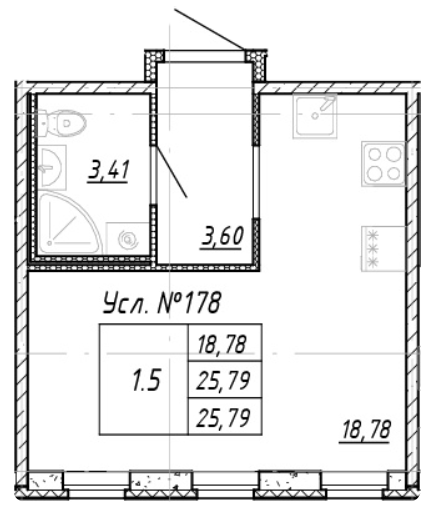 Студия 25.79 м²