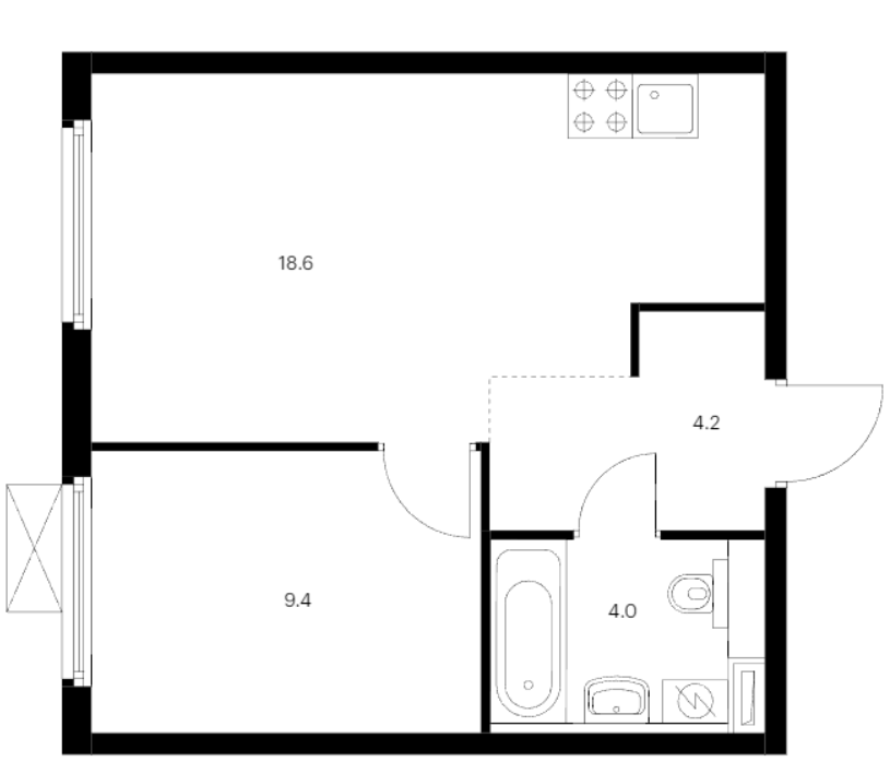 1-комнатная 36.2 м²