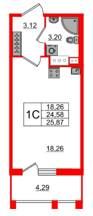 Студия 25.87 м²