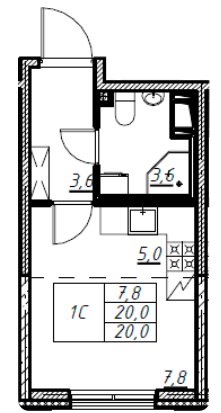 Студия 20 м²