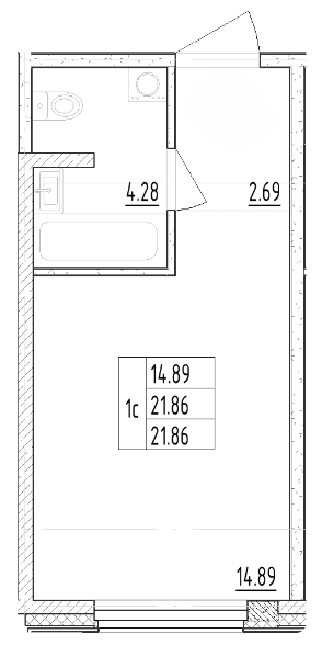 Студия 21.86 м²