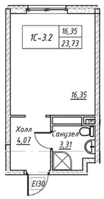 Студия 23.73 м²