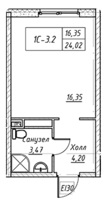 Студия 24.02 м²