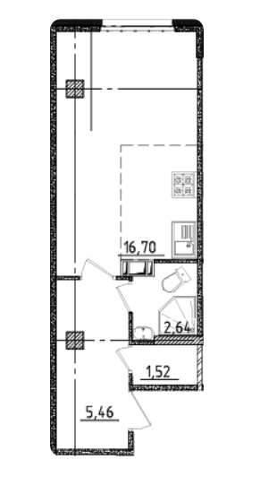 Студия 27.07 м²