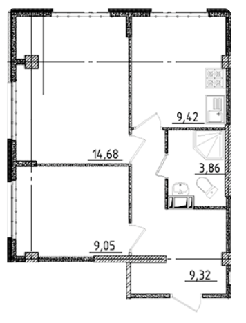 2-комнатная 47.33 м²