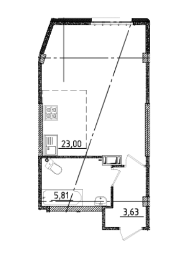 Студия 33.27 м²