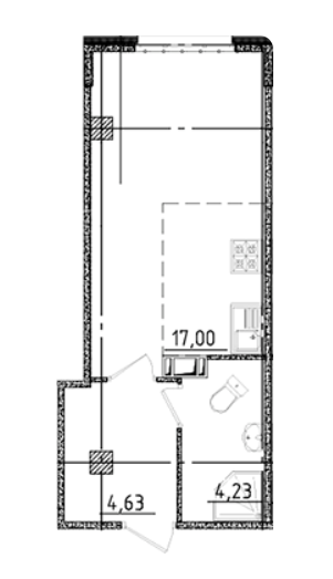 Студия 26.61 м²