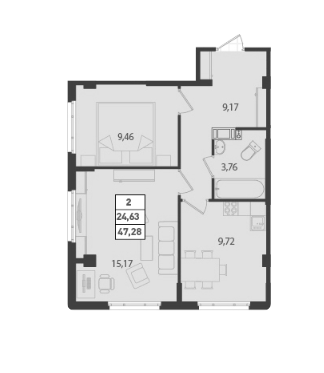 2-комнатная 47.28 м²