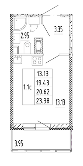 Студия 20.615 м²